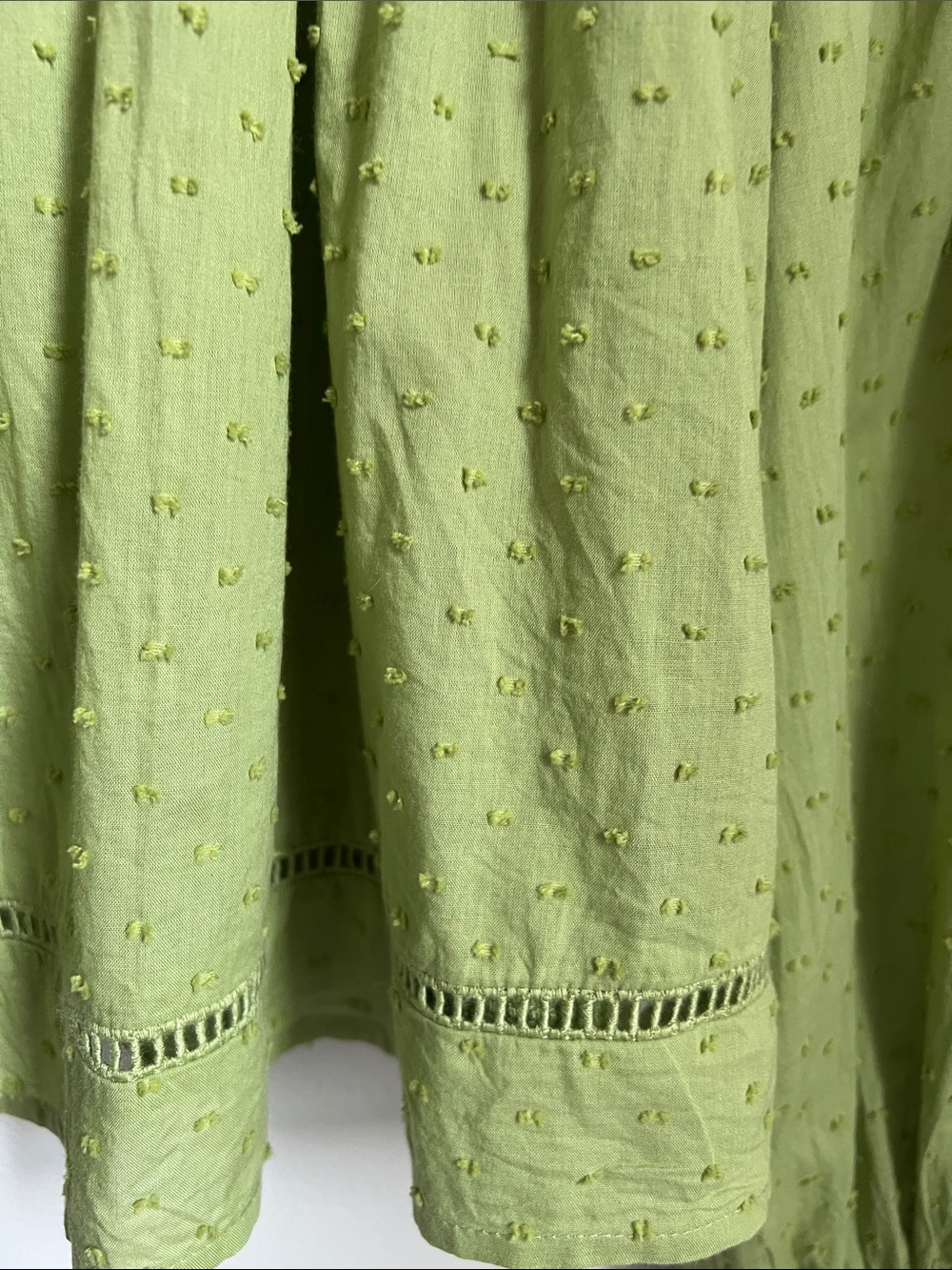 Old Navy | Long Sleeve Dandelion Leaf Blouse Embroidered Dots #583997-B Size M - Picture 5 of 16